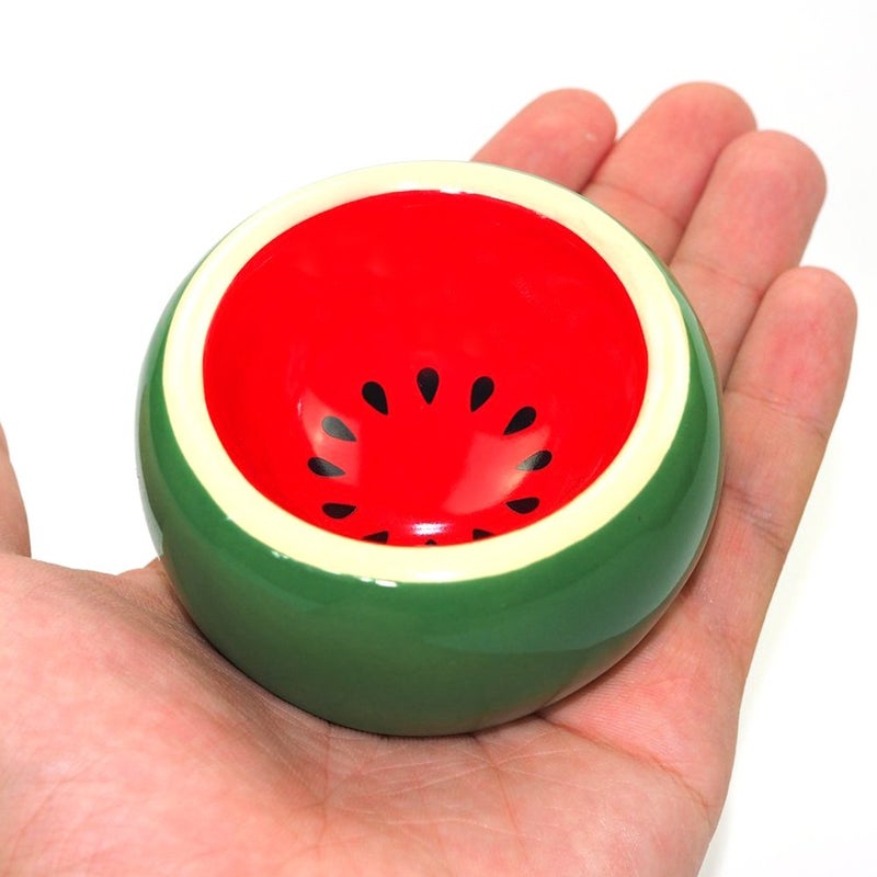 OMEM Hamster Food Bowl Ceramic Prevent Being Tipped Over Small Animal Water Dish for Guinea Pig Rodent Gerbil Cavy Hedgehog Feeding Bowl (Watermelon) - Image 5